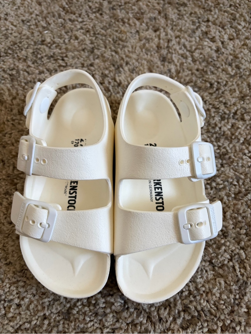 Birkenstock Kids White Two-Strap Buckle Sandals
